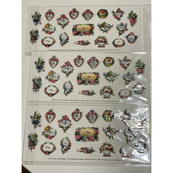NOS Vtg 1980s Victorian Floral Embossed stickers - Picture 1 of 7